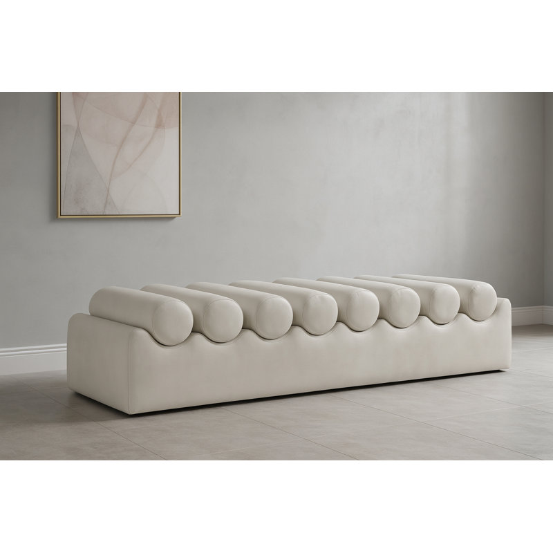 Banc en cuir Rumble Vegan, Cuir crème végétalien, H 16,5 po x l 72 po x P 22 po