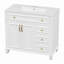 Meuble-lavabo de 36 po avec lavabo, meuble-lavabo blanc avec tiroir rabattable, 3 tiroirs, 2 portes à fermeture en douceur, bois massif et panneau de fibres à densité moyenne-120330102