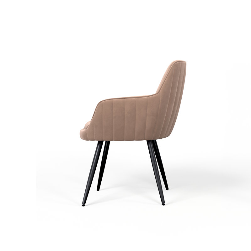 Chaise d'appoint moderne rembourrée Mid-Century avec dossier capitonné, ensemble de 2, Polyester brun