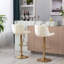 Tabouret de bar chromé à hauteur réglable en velours et repose-pieds chromé, ensemble de 2-931482762-931482760