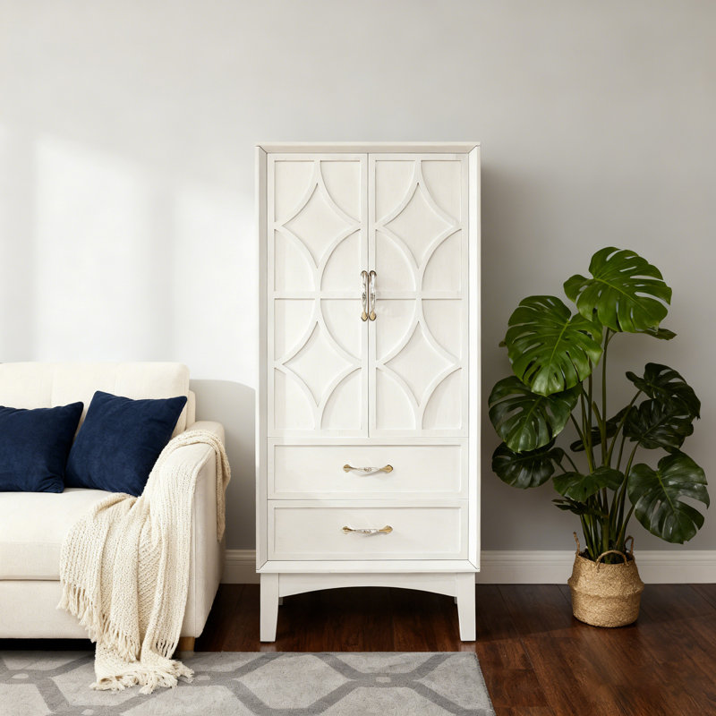 Buffet avec portes et tiroirs, Blanc antique