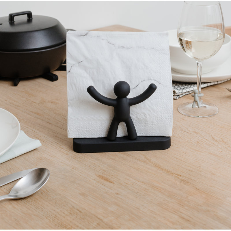 Black Polypropylene Buddy Napkin Holder with Soft-Touch Finish