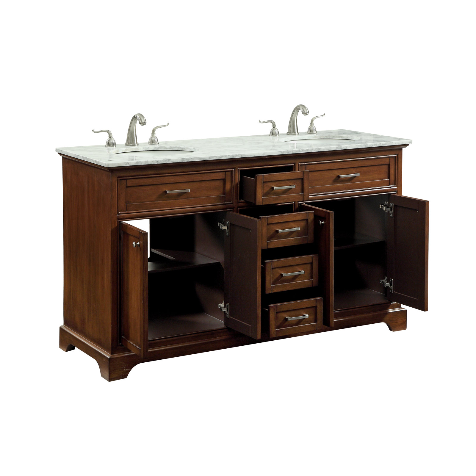 Hermes 60'' Double Bathroom Vanity, Teak