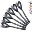Ensemble de 6 cuillères à thé noires, 6 pièces, argenterie, acier inoxydable, va au lave-vaisselle