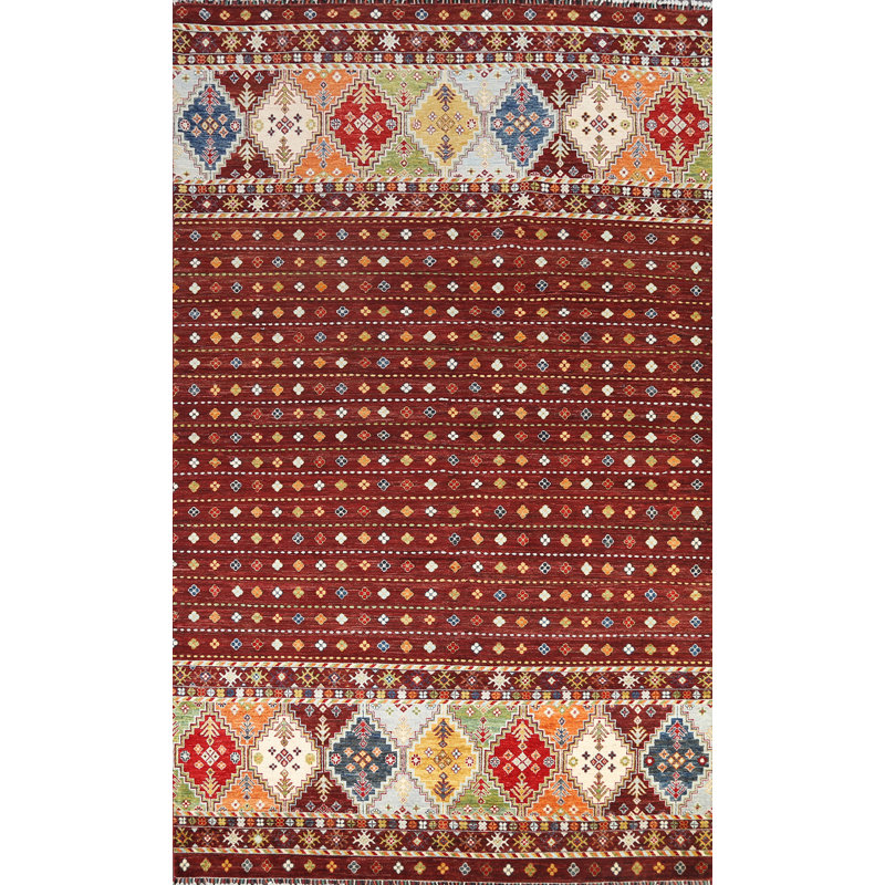 Tapis oriental à motif végétal Kazak noué à la main 7 x 11