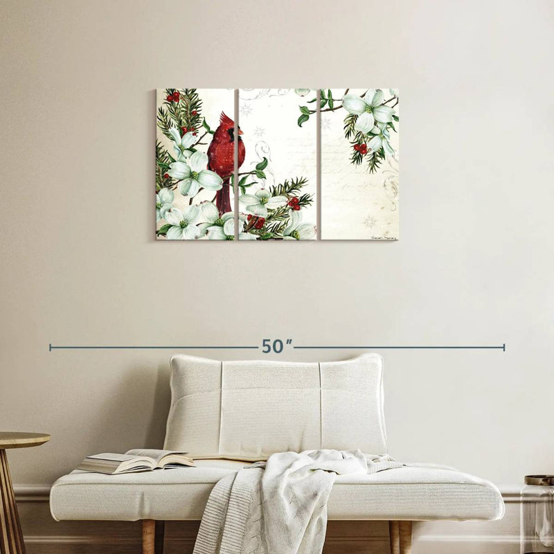 Cardinals d'hiver et cornouiller, H 20 po x l 33 po