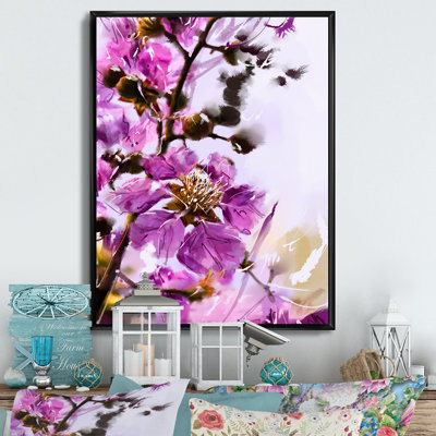 Fleurs mauves II - Peinture