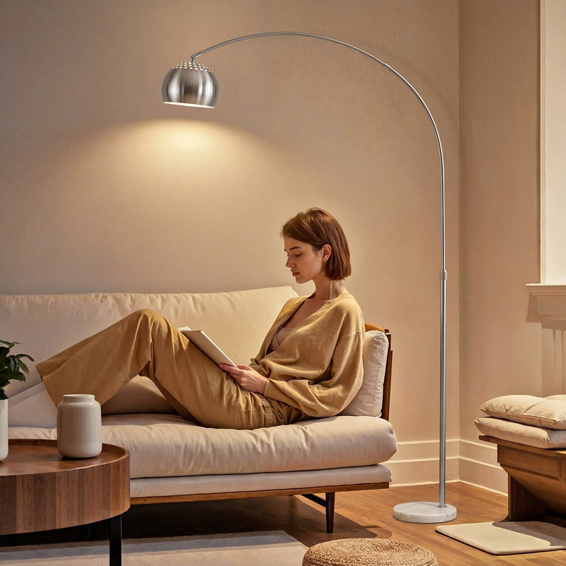 167cm Painted Arched Floor Lamp, Silver