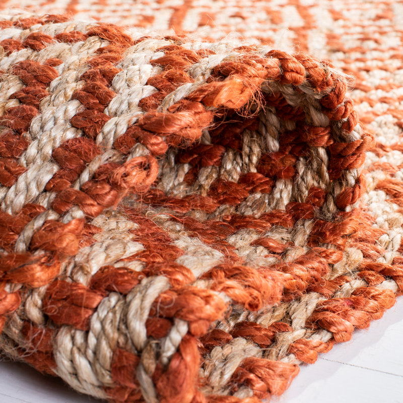 Tapis en jute tissé à la main à motif de fibres naturelles Desai, Rectangulaire 3 pi x 5 pi