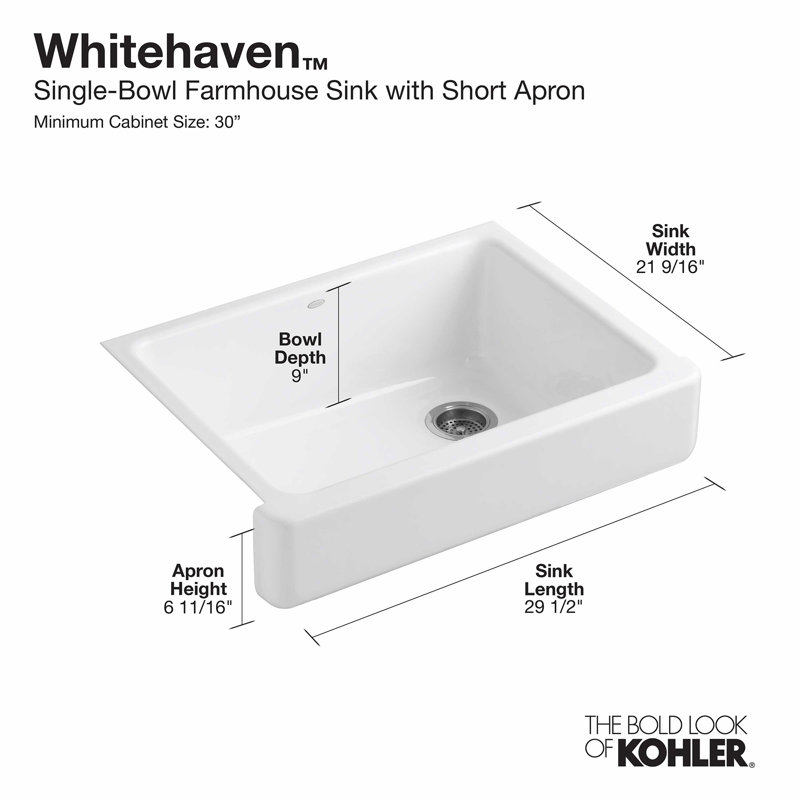 Whitehaven 30" L x 22" W Farmhouse Kitchen Sink, Cashmere