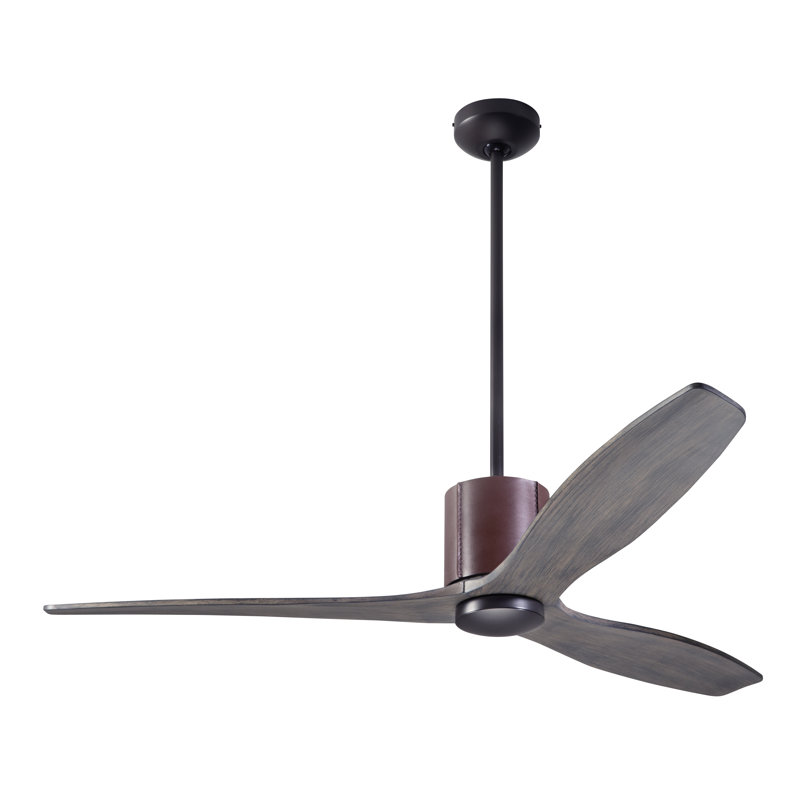LeatherLuxe 54'' Ceiling Fan, Graywash, Wall/Remote Combo Controls, Dark Bronze/Chocolate