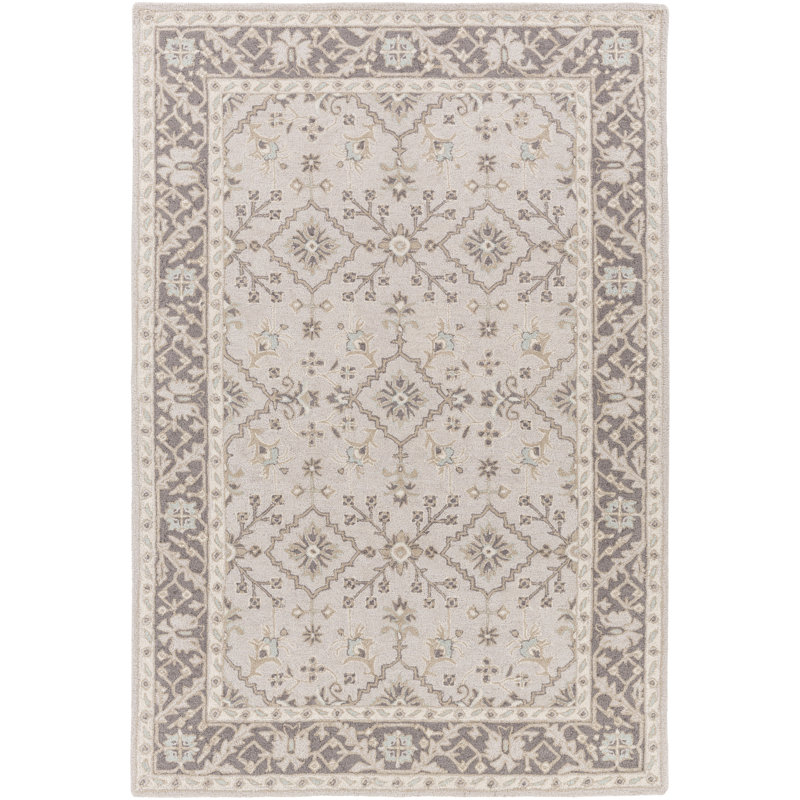 Castille Hand Tufted Wool Ikat Area Rug in Taupe/Charcoal, Rectangle 8' x 10'