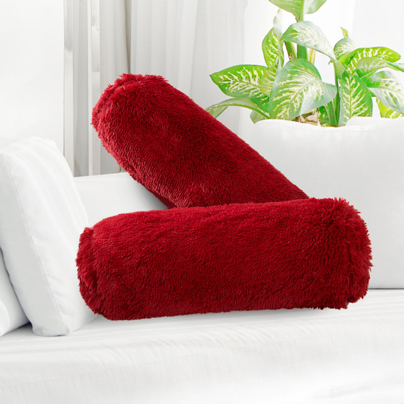 Faux Fur Reversible Throw Pillow, Maroon