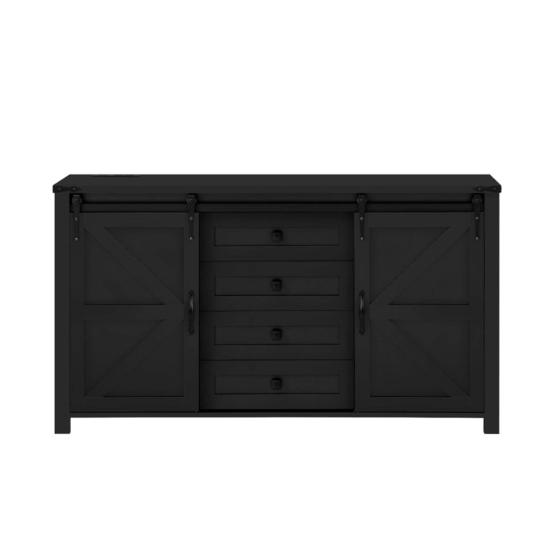 55.1-Inch Sideboard With Storage, Black