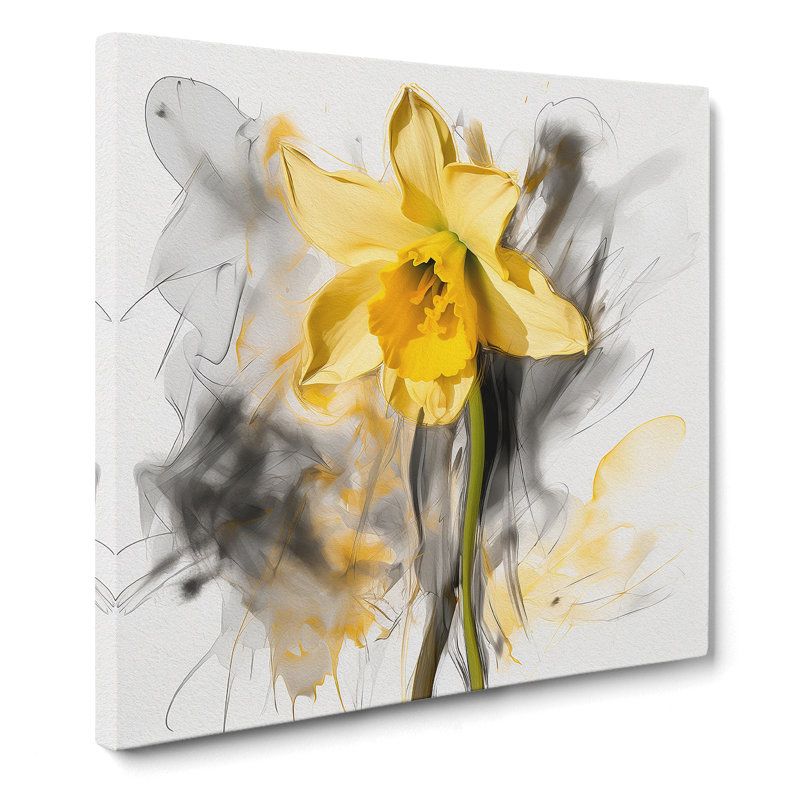 Daffodil Gestural Art No.1 - Print, 35cm H x 35cm W x 3cm D