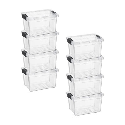  X Mini Storage Container Plastic Crayon Box Stackable Clear Arts and Sewing Organizer, 0.7 Quart, 8 Pack