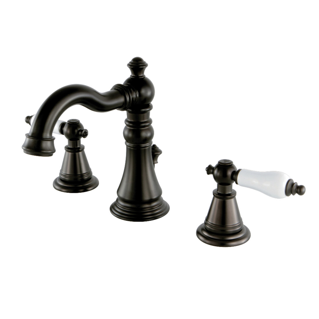 Kingston Brass English Classic Two-Handle 3-Hole Deck Mount Widespread Bathroom Faucet with Pop-Up Drain Kingston Brass 