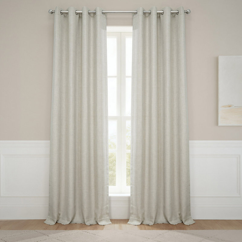 Oneridge Room-Darkening Faux Linen Curtains, Oatmeal, 50" W x 84" L