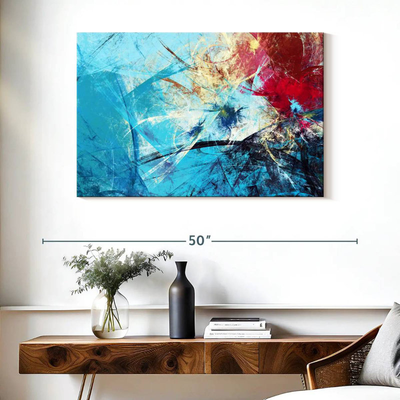 Avery Red And Blue Abstract, 26" H x 39" W