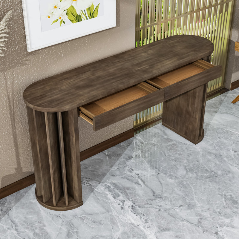 Console U_Style, design incurvé et linéaire, Naturel