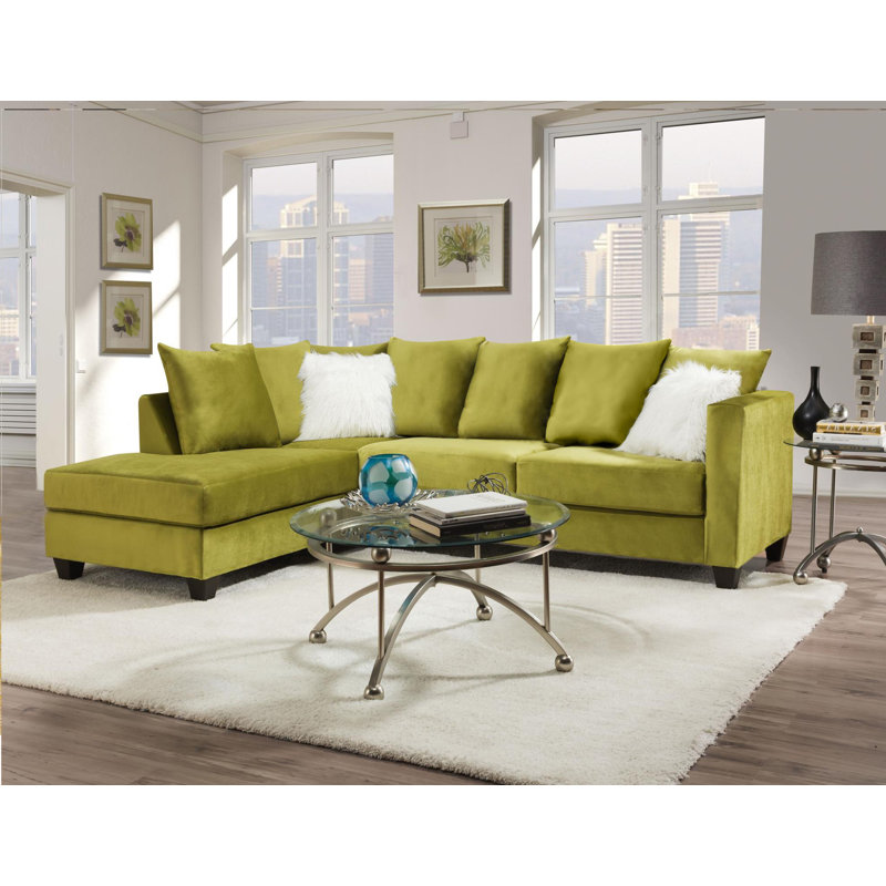 Almondsbury 2-Piece Upholstered Sectional, Green Polyester Blend, Left Hand Facing