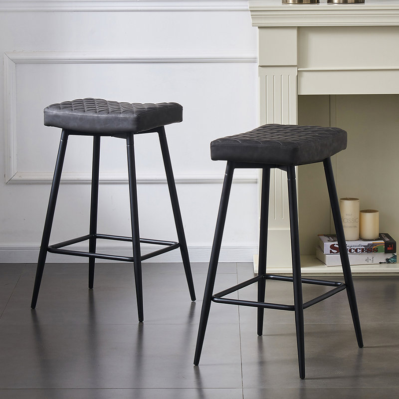 Upholstered Faux Leather 70cm Stool, Grey