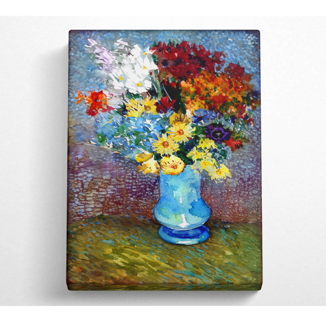 Blumen in einer blauen Vase von Van Gogh - Druck