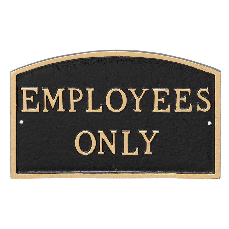 Plaque de jardin en déclaration "employés seulement", Noir / or