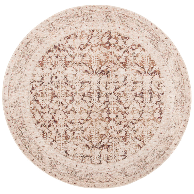 Tapis en polyester tissé à la machine Ralph Lauren, rouille clair / beige, Rond 6 pi 7 po