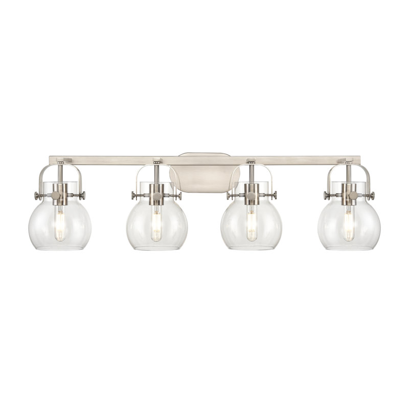 Éclairage pour meuble-lavabo mural 6 po Shueyville, Transparent, Nickel satiné, Quatre lumières