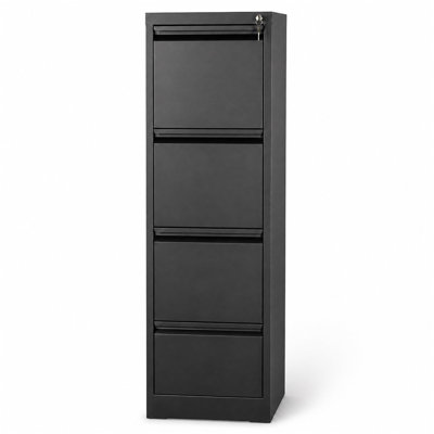Lockable 4-Drawer Metal Mobile File Cabinet with Anti-Tip Interlock System, Adjustable Hanging Rails for Letter, Legal & A4 Files for Home and Commercial Office Use