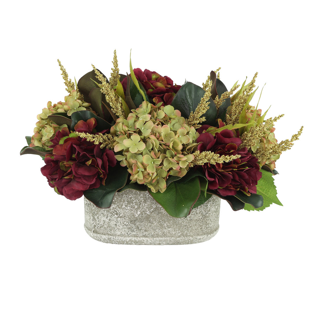 Lilbourn Hydrangea Floral Arrangement in Vase Primrue