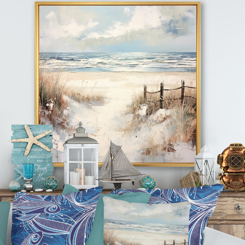 «Coastal Beach Charm Retreat V», reproduction sur toile, H 24 po x l 24 po x P 1 po, Cadre flottant doré