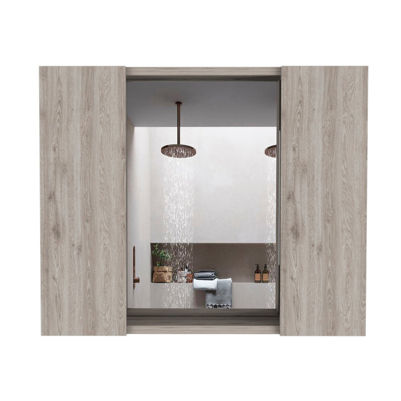 Armoire à pharmacie Artemisa, double porte, miroir, une tablette extérieure - gris clair, Gris