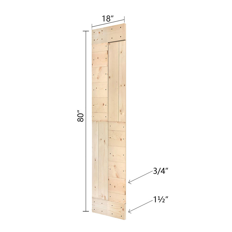 Porte pliante en bois massif en forme de S avec quincaillerie nécessaire, 72 po x 80 po, Non fini