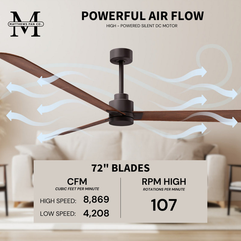 Alessandra Outdoor Downrod Ceiling Fan, Textured Bronze, Walnut