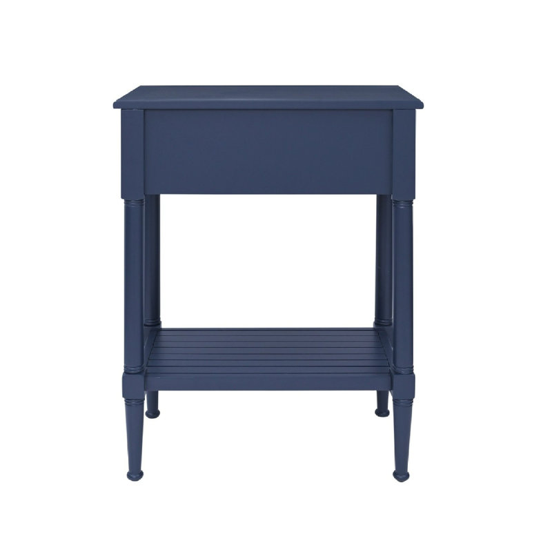 Barras Solid Wood Top End Table with Storage, Blue