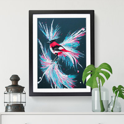 Leoanthony Magpie Bird Paint Splash 1 Piece Single Picture Frame Wall Art