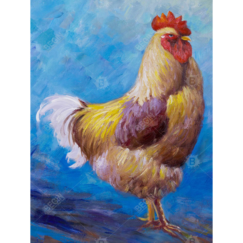 Beautiful Rooster - Farmhouse Animals Canvas for Home Decor, 8" H x 8" W