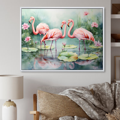 Élégant paradis flamant rose - décoration murale flamant rose