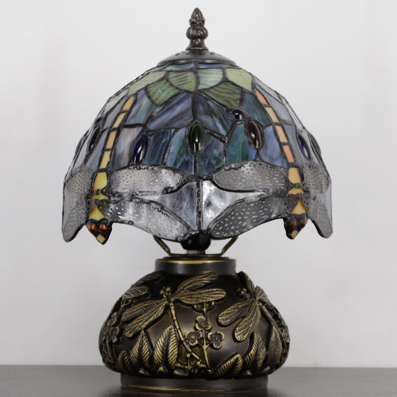 Petite lampe de table Tiffany, Brun / jaune