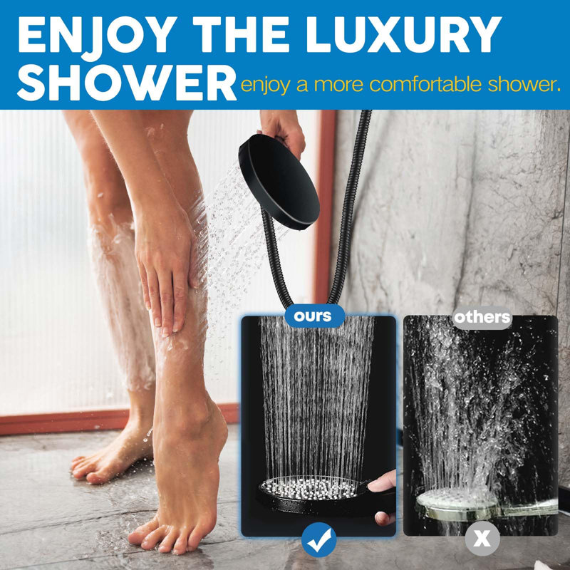 Shower Head, Rain Shower Head With Handheld Spray Combo And Adjustable Extension Arm, 3-Way Flow Regulator, High Pressure Rain Fall Hose