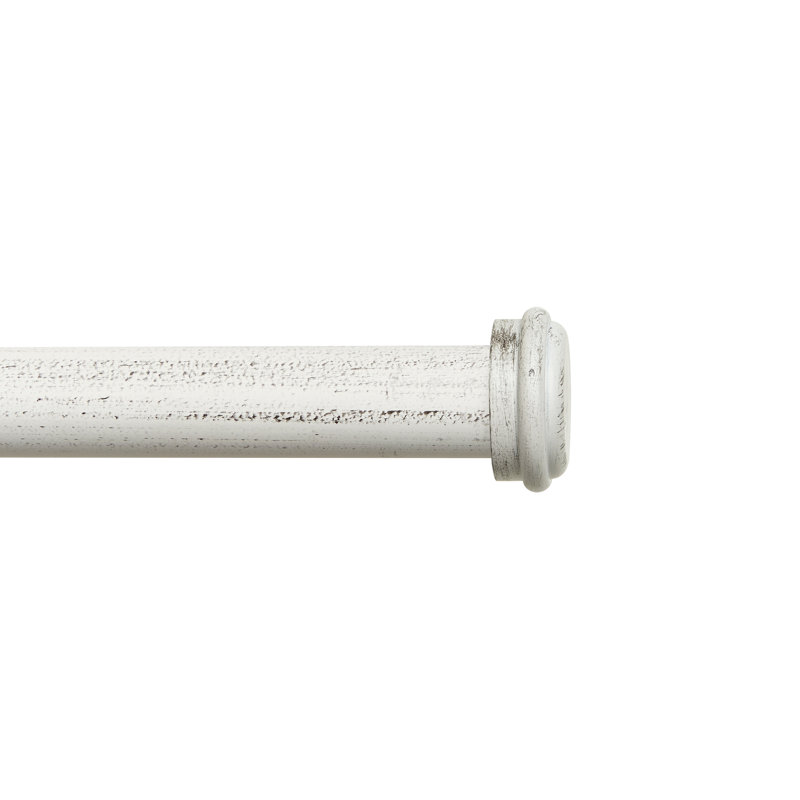 Topper 1" Adjustable Iron Single Curtain Rod, 66" - 120", White