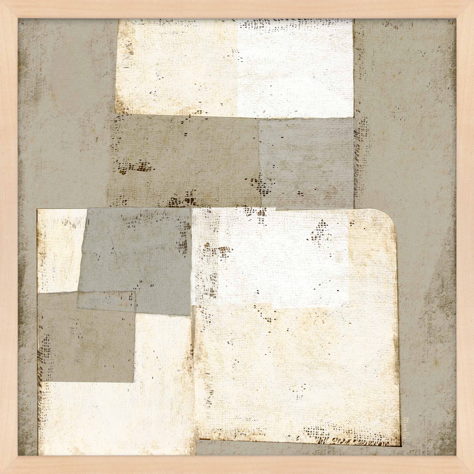 Patchwork Neutrals by Marco Marella for Studio M - Framed Wall Art, Paper, Maple, 16" H x 16" W