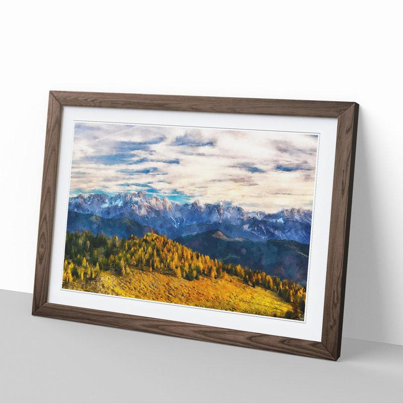 View of the Alps in Austria - Picture Frame Graphic Art, Walnut, 36cm H x 48cm W x 2cm D