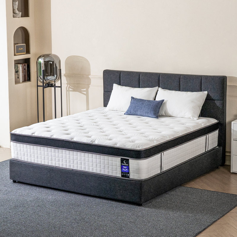 Matelas hybride en mousse à mémoire de forme moyenne à refroidissement moyen, certifié OEKO-TEX®, Grand lit, 12"