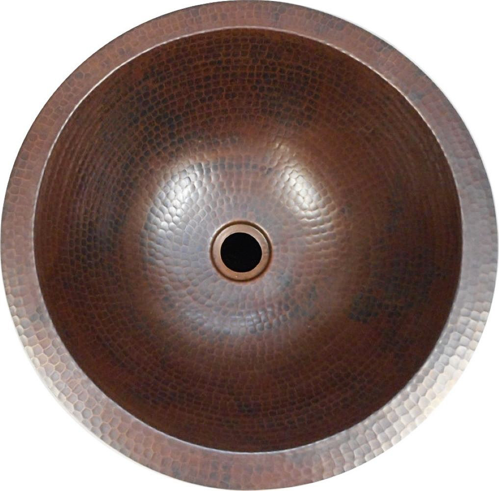 Hand Forged 15" Round Copper Bathroom Sink Dual Mount SimplyCopper