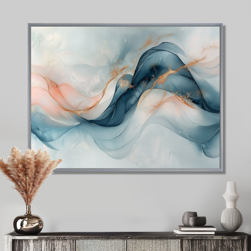 Octavus - Abstract Large Wall Art, Argent argent, H 12 po x l 20 po, Cadre flottant