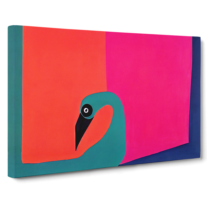 Modern Abstract Flamingo - Wrapped Canvas Print, 35cm H x 50cm W x 3cm D