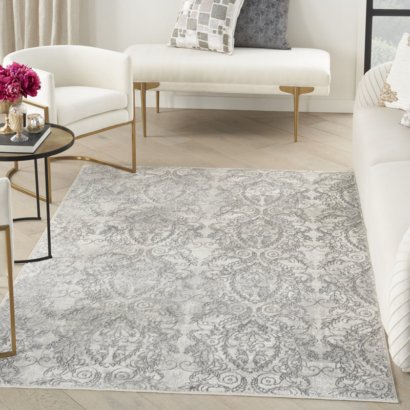 Kiyuana Damask Indoor Rug, Rectangle 5'3" x 7'3"